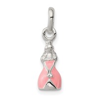 Sterling Silver Children's Pink Enameled Princess Pendant view 1