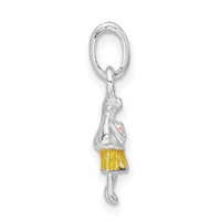 Sterling Silver Children's Enameled Hawaiian Girl Pendant view 2
