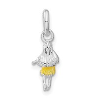 Sterling Silver Children's Enameled Hawaiian Girl Pendant view 4