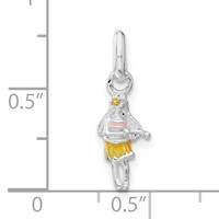 Sterling Silver Children's Enameled Hawaiian Girl Pendant view 3