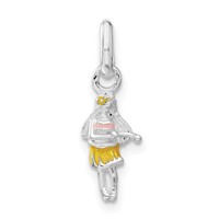 Sterling Silver Children's Enameled Hawaiian Girl Pendant view 1