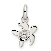 Sterling Silver Polished Multi-color Enameled Sea Turtle Petite Pendant view 4