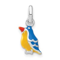 Sterling Silver 3D Enamel Bird Kid's Pendant view 4