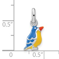 Sterling Silver 3D Enamel Bird Kid's Pendant view 3