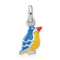 Sterling Silver 3D Enamel Bird Kid's Pendant view 1