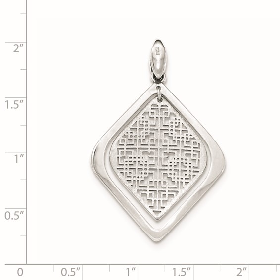 Sterling Silver Rhodium-plated Brushed/Polished Pendant