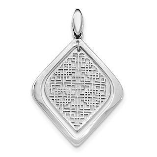 Sterling Silver Rhodium-plated Brushed/Polished Pendant