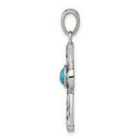 Sterling Silver Antiqued Recon Turquoise Cross Pendant view 2