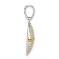 Sterling Silver Rhodium & Gold-plated Polished Beaded Circle Pendant view 2