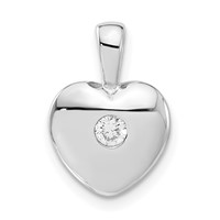 Sterling Silver Polished CZ Heart Pendant view 1