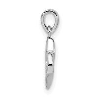 Sterling Silver Polished & Satin CZ Open Heart Pendant view 2