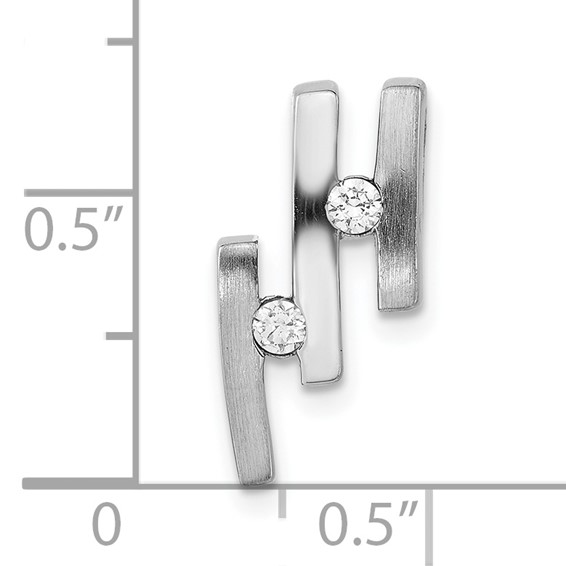 Sterling Silver Brushed & Polished CZ Slide