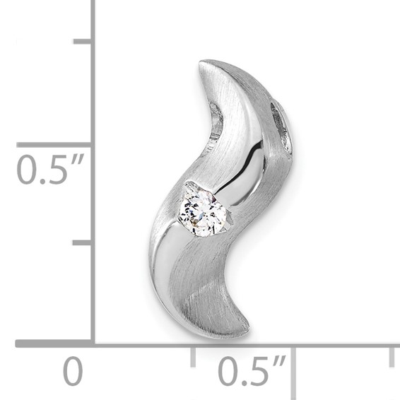 Sterling Silver Brushed & Polished CZ Slide