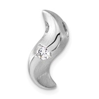 Sterling Silver Brushed & Polished CZ Slide view 1