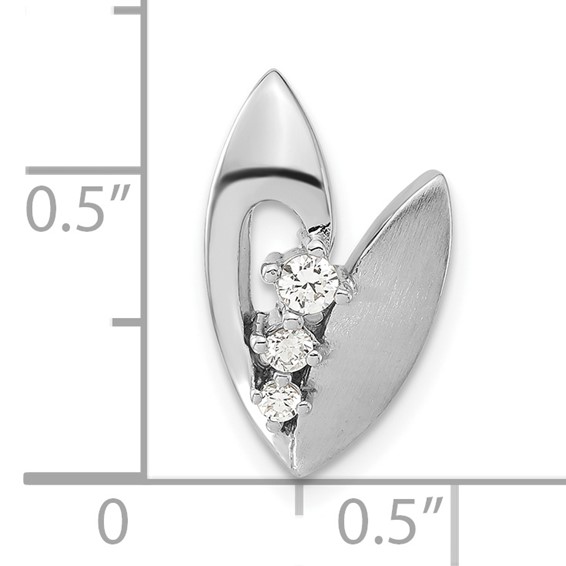 Sterling Silver Polished And Brushed CZ Slide