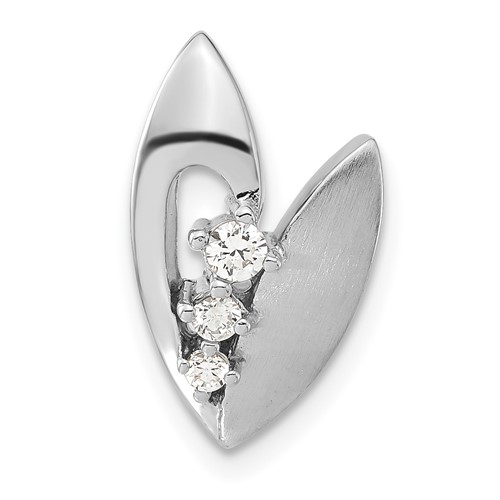 Sterling Silver Polished and Brushed CZ Slide