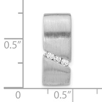 Sterling Silver Brushed CZ Slide view 3