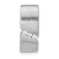 Sterling Silver Brushed CZ Slide view 1