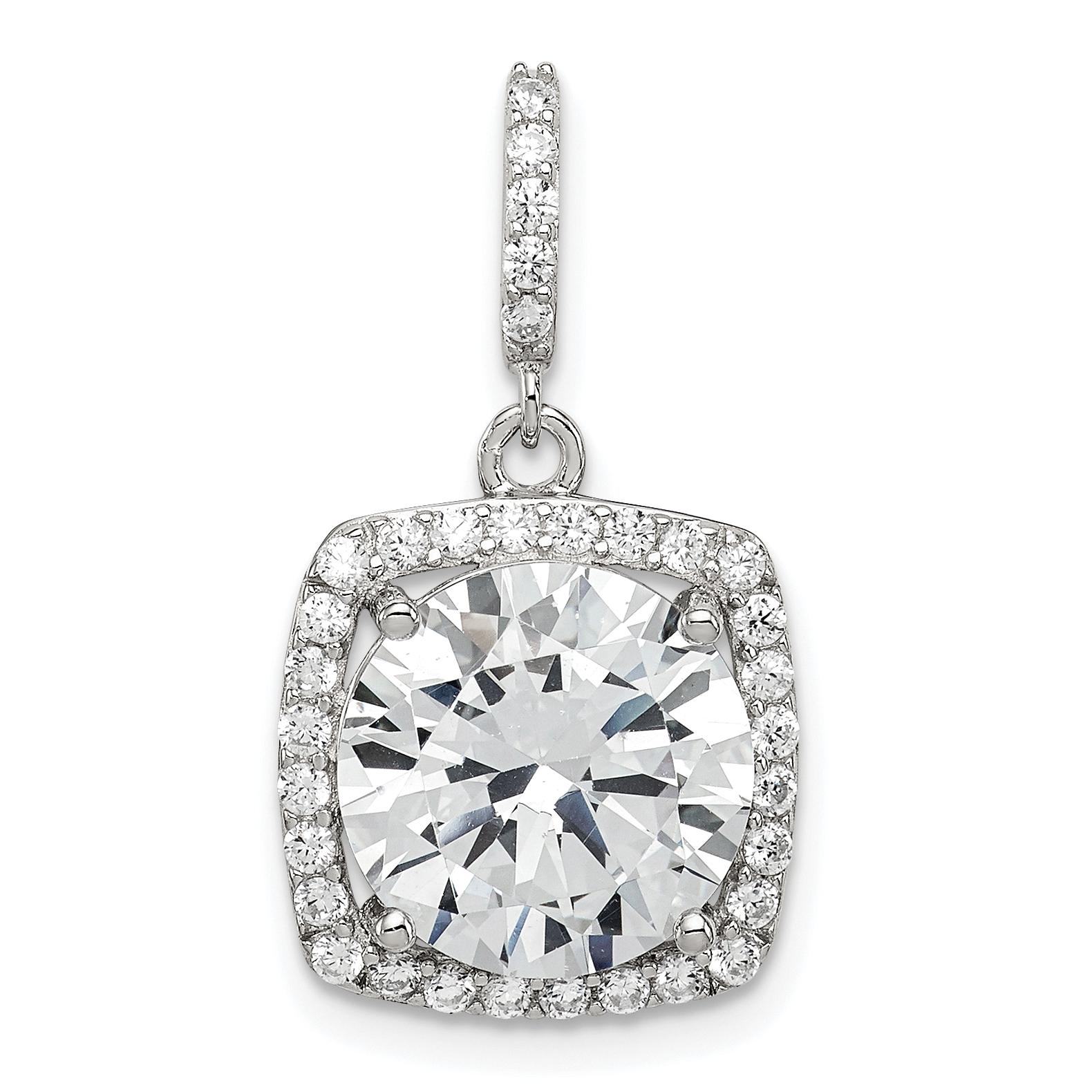 Sterling Silver Rhodium-plated Polished CZ Pendant (QP4128)