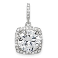 Sterling Silver Rhodium-plated Polished CZ Pendant view 1
