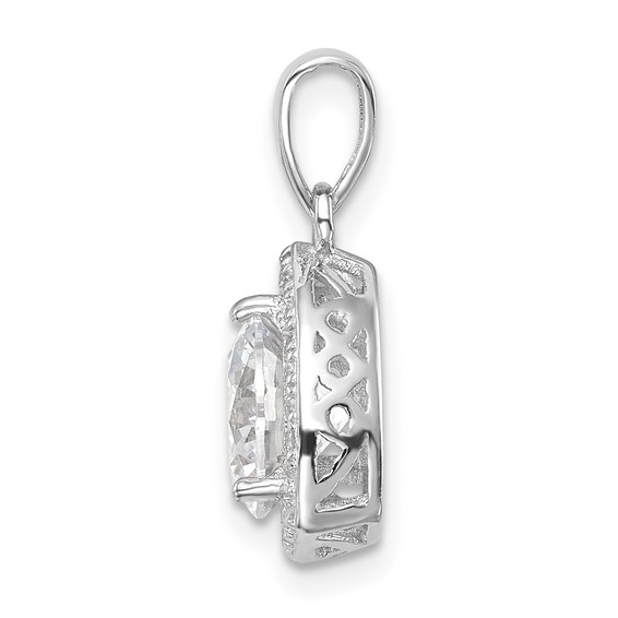 Sterling Silver Rhodium-plated Polished CZ Pendant