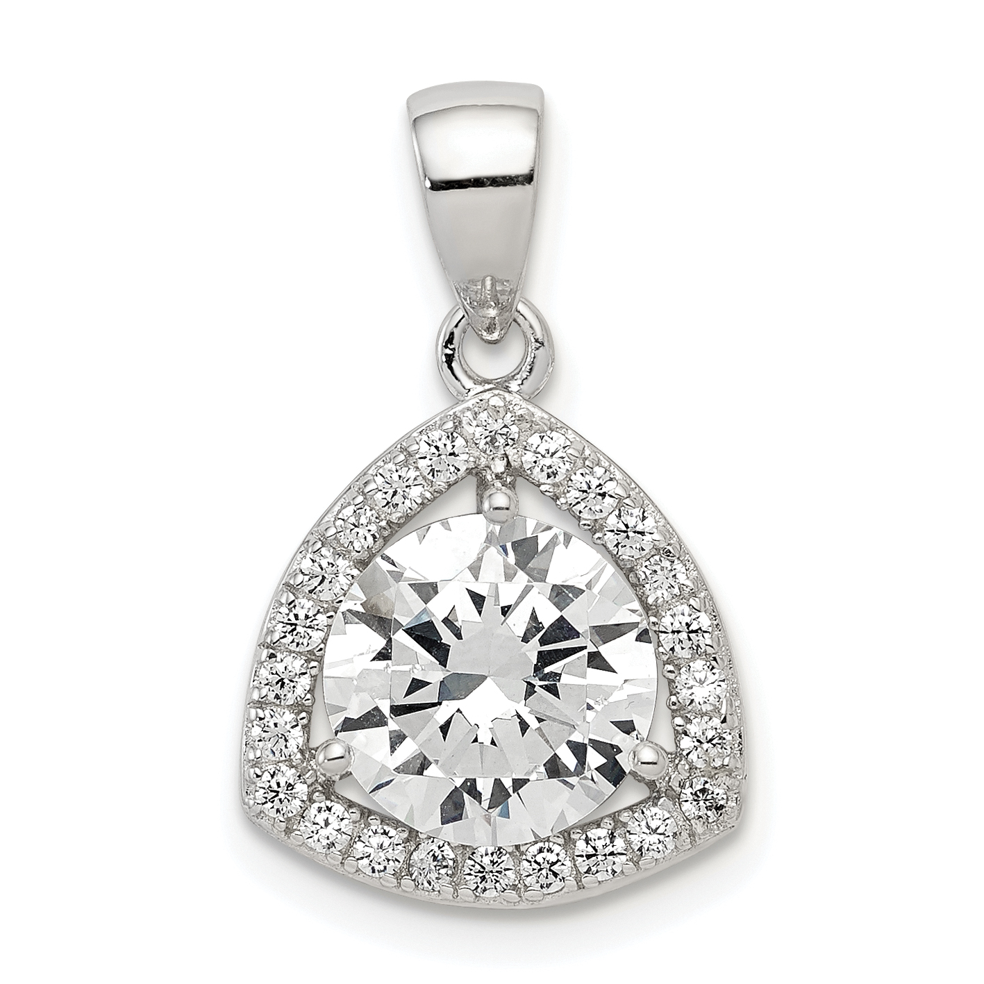 Sterling Silver Rhodium-plated Polished CZ Pendant (QP4129)