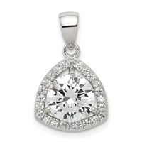 Sterling Silver Rhodium-plated Polished CZ Pendant view 1