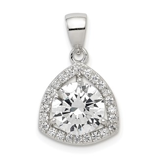 Sterling Silver Rhodium-plated Polished CZ Pendant