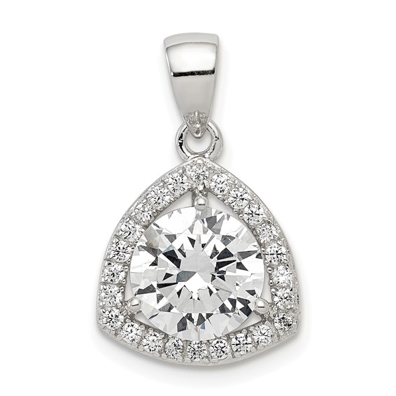 Sterling Silver Rhodium-plated Polished CZ Pendant