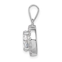 Sterling Silver Rhodium-plated Polished CZ Halo Pendant view 2