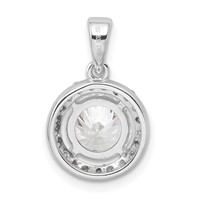 Sterling Silver Rhodium-plated Polished CZ Halo Pendant view 4