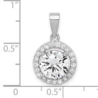 Sterling Silver Rhodium-plated Polished CZ Halo Pendant view 3
