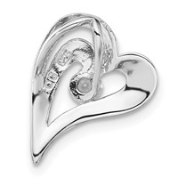Sterling Silver Polished & Satin CZ Heart Chain Slide view 4