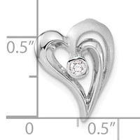 Sterling Silver Polished & Satin CZ Heart Chain Slide view 3