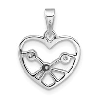 Sterling Silver Polished CZ Heart Pendant view 4