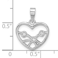 Sterling Silver Polished CZ Heart Pendant view 3