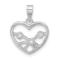 Sterling Silver Polished CZ Heart Pendant view 1