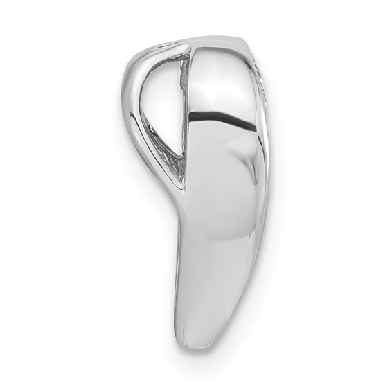 Sterling Silver Polished & Textured CZ Heart Chain Slide Pendant