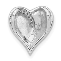 Sterling Silver Polished & Textured CZ Heart Chain Slide Pendant view 4