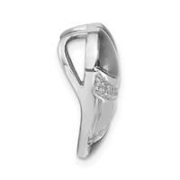 Sterling Silver Pendant with Black Rhodium Polished & Satin CZ Heart Chain Slide view 2