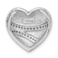Sterling Silver Pendant with Black Rhodium Polished & Satin CZ Heart Chain Slide view 4