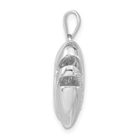 Sterling Silver Polished CZ Cut-out Hollow Heart Pendant view 2