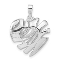 Sterling Silver Polished CZ Cut-out Hollow Heart Pendant view 4