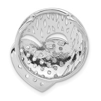 Sterling Silver Polished & Brushed CZ Heart Circle Slide view 4