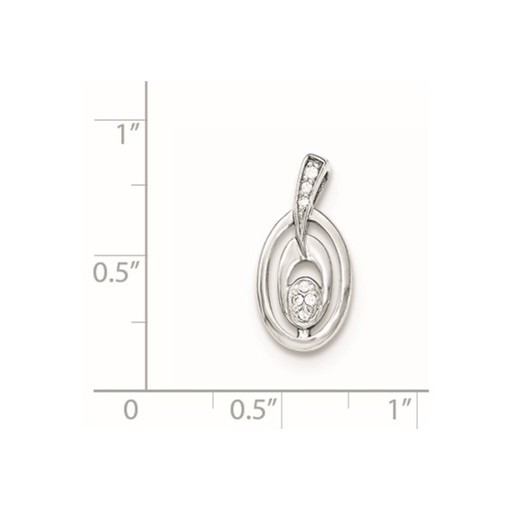 Sterling Silver Rhodium-plated Polished CZ Fancy Ovals Slide Pendant