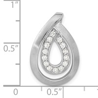 Sterling Silver Brushed CZ Teardrop Chain Slide Pendant view 3