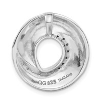 Sterling Silver Polished & Brushed CZ Circle Slide Pendant view 4