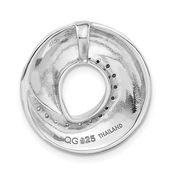 Sterling Silver Polished & Brushed CZ Circle Slide Pendant