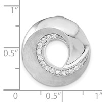 Sterling Silver Polished & Brushed CZ Circle Slide Pendant view 3