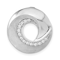 Sterling Silver Polished & Brushed CZ Circle Slide Pendant view 1